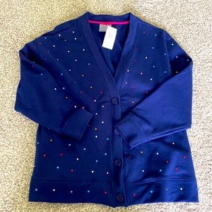 NWT Terez Rhinestone Cardigan size Small Navy Blue